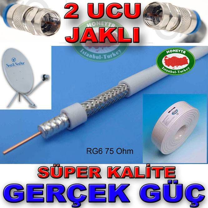 100METRE UYDU ANTEN KABLOSU 2 UCU F KONNEKTÖRLÜ
