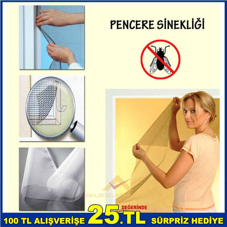 KOLAY MONTAJLI SİNEK,BÖCEK KORUYUCU 75X125cm PRATİK PENCERE SİNEKLİK TÜLÜ