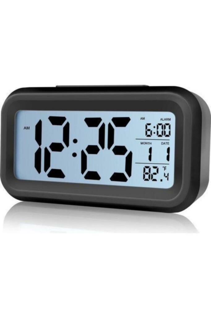 Akıllı Dijital Saat Lcd Işıklı Sensörlü Termometreli Alarmlı Dijital Masa Saati+Pil Hediyeli