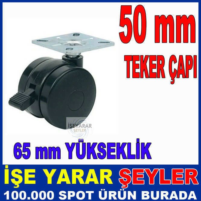 50mm Sağlam Balata Sistem Frenli Döner Tabla Düz Çelik Platformlu Çok Amaçlı Sehpa Mobilya Tekerleği
