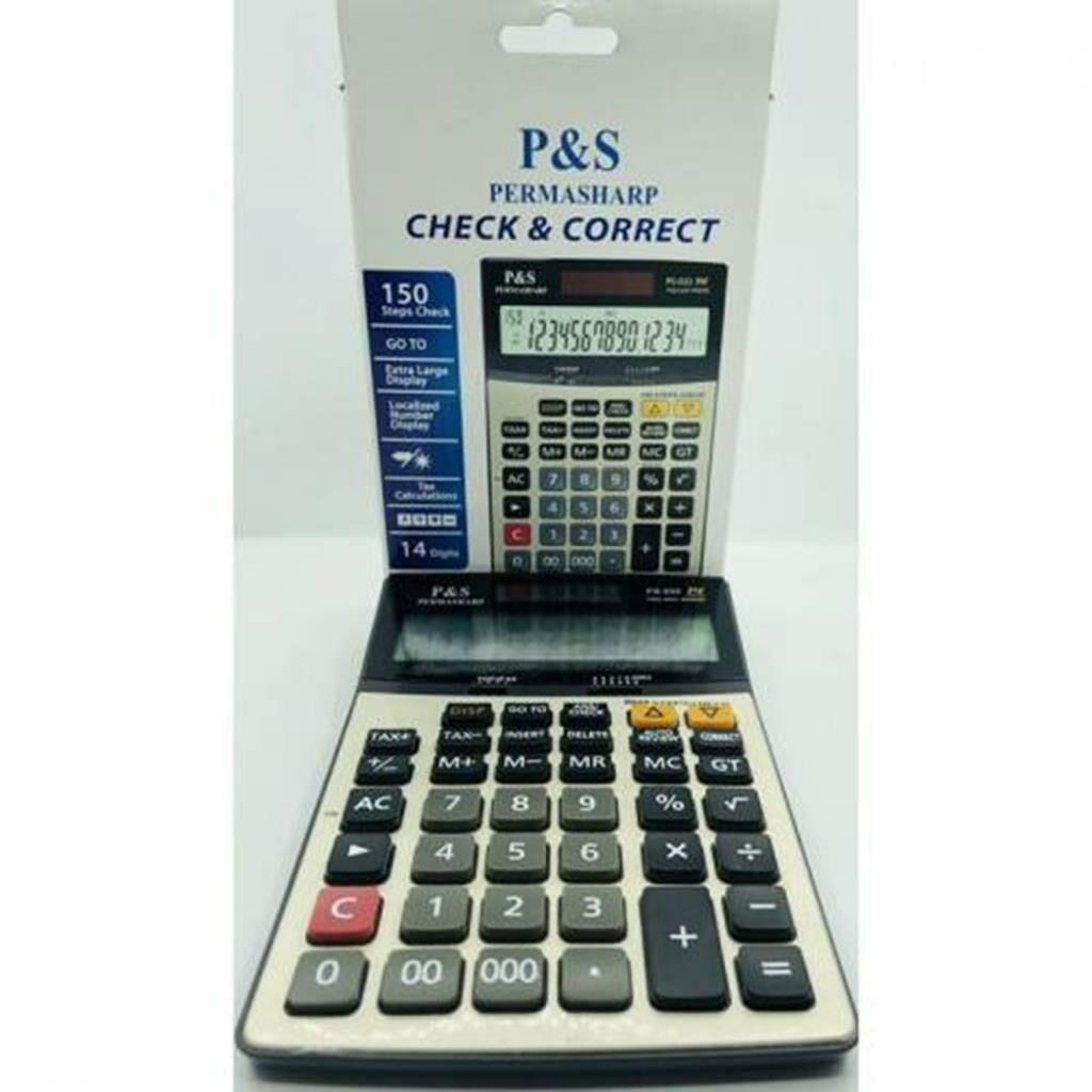 Permasharp 150 İşlemli Hesap Makinesi PS-032 Check Correct Metal Yüzey
