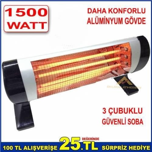 1500W DAHA KONFORLU ALÜMİNYUM GÖVDE DEVRİLME EMNİYETLİ 3 ÇUBUKLU
