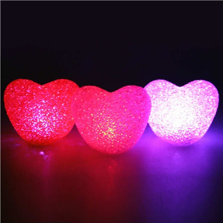 7 Renk Değiştiren, Led Işıklı, Pilli, Kalpli Gece Lambası - Dekoratif Işıklı Romantik Kalp