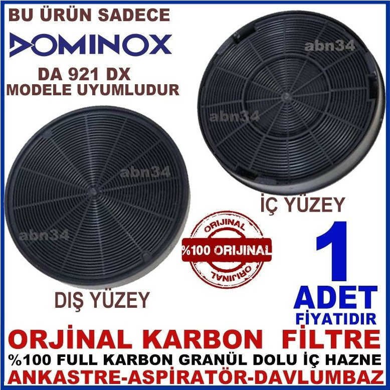 DOMINOX ANKASTRE DAVLUMBAZ FİLTRESİ DA 921 DX MODEL DAVLUMBAZ İÇİN GRANÜL KARBONLU FİLTRE