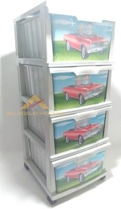 BÜYÜK BOY 4 ÇEKMECELİ TEKERLEKLİ DESENLİ KOMİDİN