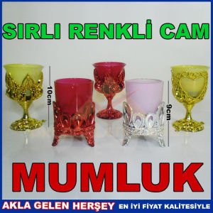 KUPA GÖRÜNÜMLÜ RENKLİ CAMLI TEA LİGHT MUMLUK