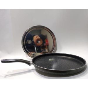 Özel Çelik Kapaklı 33cm Büyük Boy Granit Balık Tavası Yanmaz Yapışmaz,Çizilmez 3 Kat Greblon Kaplama