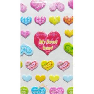 104 Parça 3d Kabartmalı Stıcker Desenli Kalpler