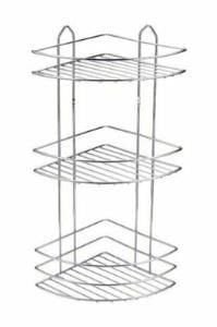 3 Katlı Krom Köşelik Süngerlik Banyo Duş Rafı