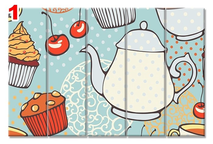 CAY SAATI ILLUSTRASYON 7 STİL 5 PARÇALI KANVAS TABLO