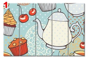 CAY SAATI ILLUSTRASYON 7 STİL 5 PARÇALI KANVAS TABLO