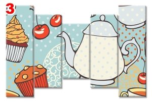 CAY SAATI ILLUSTRASYON 7 STİL 5 PARÇALI KANVAS TABLO