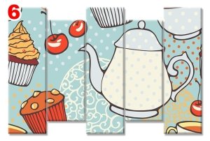 CAY SAATI ILLUSTRASYON 7 STİL 5 PARÇALI KANVAS TABLO