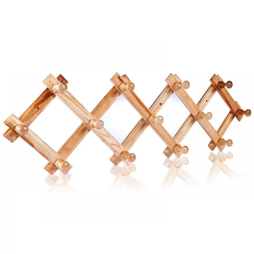 Katlanabilir Ahşap Duvar Askısı 13 topuzlu  Akordiyon 20*100