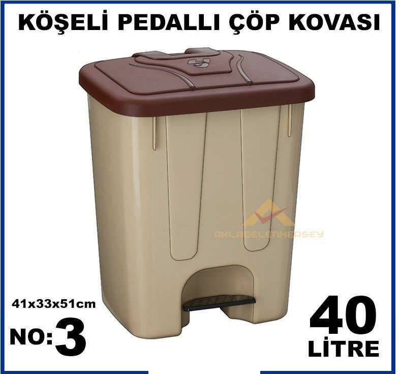 Pedallı 40 Litre Büyük Boy Geniş Hacim Jumbo Boy Çöp Kovası