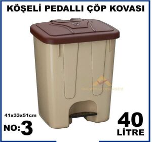 Pedallı 40 Litre Büyük Boy Geniş Hacim Jumbo Boy Çöp Kovası