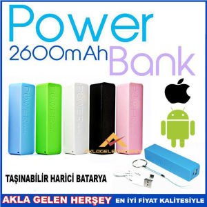 POWERBANK 2600mAh TAŞINABİLİR HARİCİ BATARYA