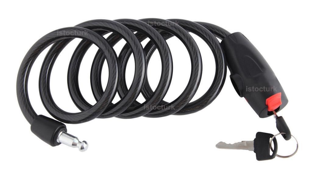UzunBoy 2 Metre Kalın Motosiklet Kilidi 2 Anahtarlı Güvenli Kilit Pvc Kaplı Paslanmaz Çelik Halatlı