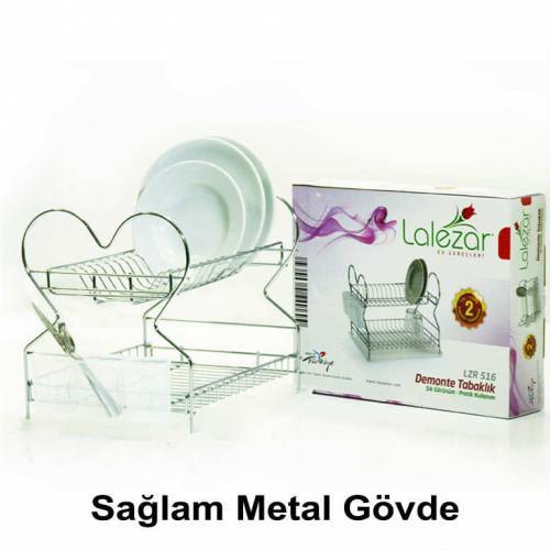 Çift kat demonte tabaklık 516 Bulaşık Sepeti Kalp md paslanmaz bulaşık kurutucu tabaklık 33x43x35cm