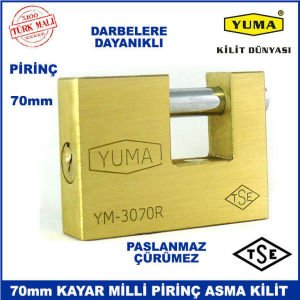 Darbelere Dayanıklı TSE Garantili Paslanmaz, Çürümez Kayar Milli 70mm Pirinç Asma Kilit