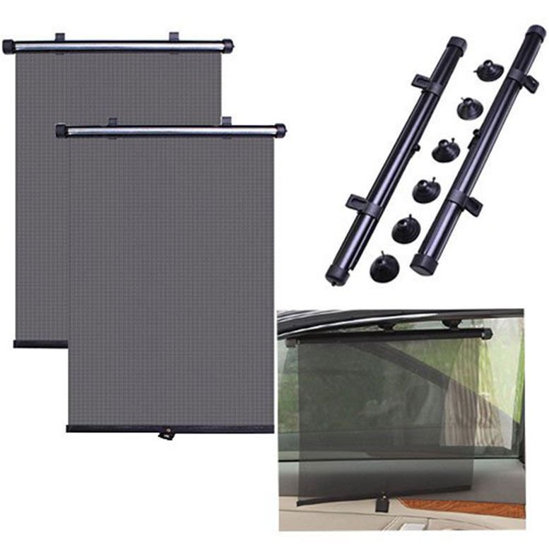 40x45cm 2li Set Otomatik Makaralı Oto Araba Araç İçi Yan Cam Stor Perde Güneşlik