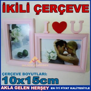 ROMANTİK YATAY VE DİKEY BEYAZ-PEMBE ÇERÇEVE pembe