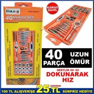 40 Parça Özel Alaşım Çelikten Üretim Metrik Kılavuz Pafta Takımı