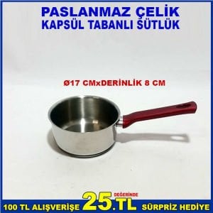 KAPSÜL TABANLI VE PASLANMAZ ÇELİKTEN İMAL EDİLMİŞ ERGONOMİK SAPLI SÜTLÜK TENCERE