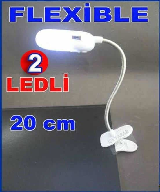 Pille Çalışan Mini Kitap Okuma Lambası Oynar Kafalı 2led Mandallı