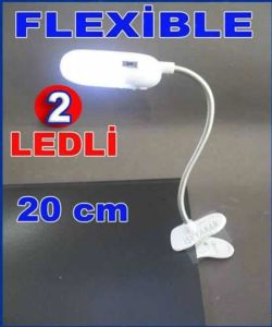 Pille Çalışan Mini Kitap Okuma Lambası Oynar Kafalı 2led Mandallı