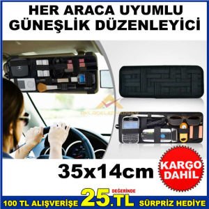 35x14cm TÜM ARAÇLARLARLA UYUMLU GÜNEŞLİĞE TAKILAN OTO GÜNEŞLİK DÜZENLEYİCİ