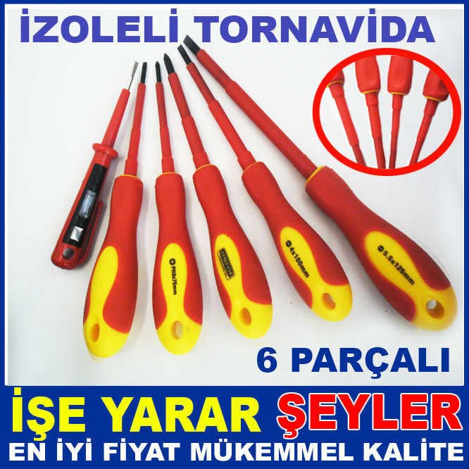 GÜÇLÜ MANYETİK UÇ 6 PARÇALI İZOLELİ TORNAVİDA