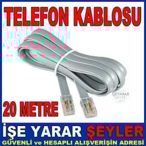 20 METRE TELEFON KABLOSU TEK HAT 2 UCU JACKLI
