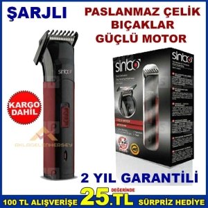 2 YIL GARANTİLİ SİNBO ŞARJ EDİLEBİLİR SAÇ KESME MAKİNESİ ŞARJLI