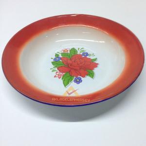 Emaye yemek tabağı çinko kaplama ø22cm emaye tabak iç yüzeyi çiçek desenli çinko kaplama metal tabak