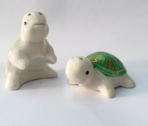 Kaplumbağa Sevgililer Porselen Tuzluk Biberlik Seti 2 adet 1 adet Tuzluk+1 adet Biberlik