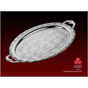 48x25cm BÜYÜK BOY OVAL MODEL GÜMÜŞ NİŞAN TEPSİSİ
