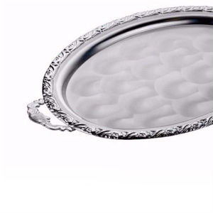 48x25cm BÜYÜK BOY OVAL MODEL GÜMÜŞ NİŞAN TEPSİSİ