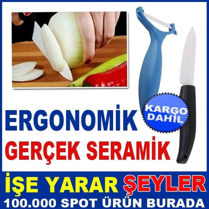 GERÇEK SERAMİK SOYUCU VE SERAMİK BIÇAK SETİ KD