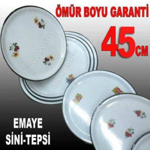 45cm SİNİ SAĞLIKLI ÇİNKO TEPSİ SOFRA SERVİS TEPSİSİ 45cm İÇİ ÇİÇEKLİ BEYAZ EMAYE TEPSİ HİJYENİKTİR