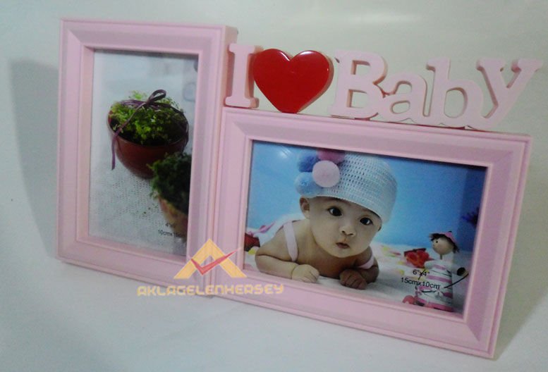 BEBEKLER İÇİN YATAY VE DİKEY MAVİ-PEMBE ÇERÇEVE pembe