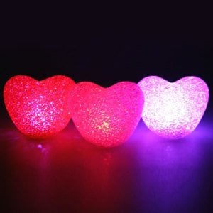 7 Renk Değiştiren, Led Işıklı, Pilli, Kalpli Gece Lambası - Dekoratif Işıklı Romantik Kalp