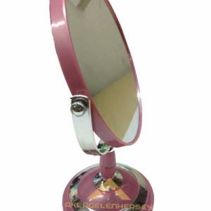 AYAKLI ÇİFT TARAFLI AYNA NORMAL ve BÜYÜTEÇLİ PEMBE MAKYAJ AYNASI