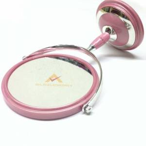 AYAKLI ÇİFT TARAFLI AYNA NORMAL ve BÜYÜTEÇLİ PEMBE MAKYAJ AYNASI