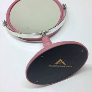 AYAKLI ÇİFT TARAFLI AYNA NORMAL ve BÜYÜTEÇLİ PEMBE MAKYAJ AYNASI