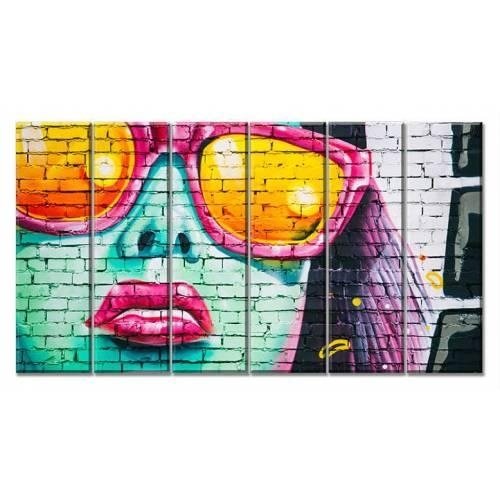 GRAFITTI KADIN ORJİNAL 6 PARÇALI KANVAS TABLO