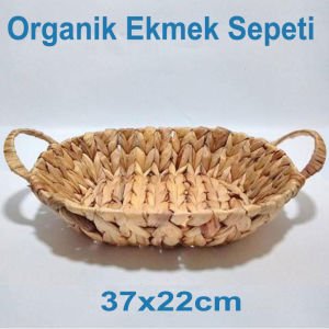Metal Üzeri Hasır Örgülü Orijinal Ekmek Sepeti Büyük Boy Organik Ekmek Sepeti 37x22cm Ebatında