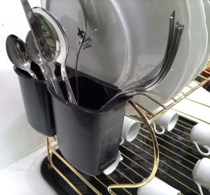 Gold Bulaşık Sepeti Altın Kaplama Kalp Dizayn Bulaşıklık Tabaklık 2 Katlı Paslanmaz Metal Lüks Stand