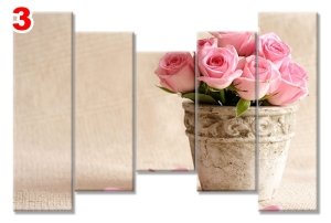 PEMBE GULLER 7 STİL 5 PARÇALI KANVAS TABLO