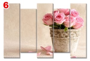 PEMBE GULLER 7 STİL 5 PARÇALI KANVAS TABLO
